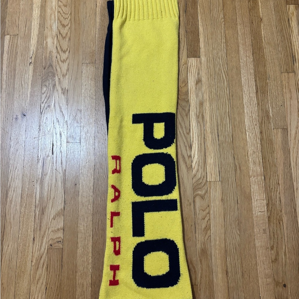 Polo Ralph Lauren Polo Sport Scarf Mens Preowned Yellow Navy Red One Size